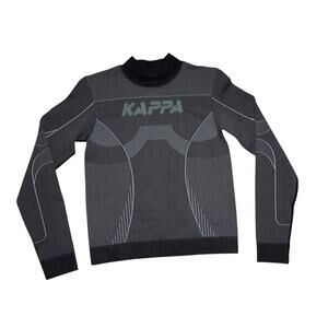 Kappa Seamless Long Sleeve Compression Top Gray Black Logo Athleisure Shirt M